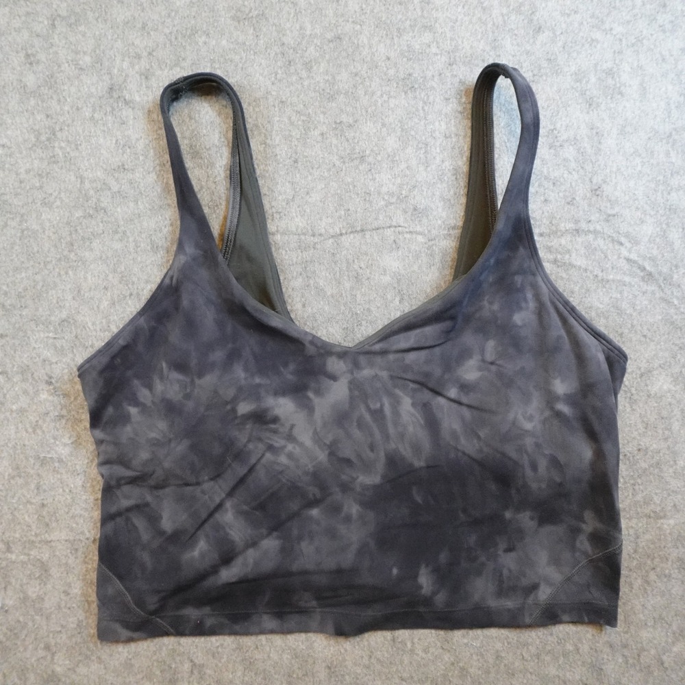 Lululemon Top Women 12 Gray Blue Align Tank Diamond Dye Graphite Grey Cropped